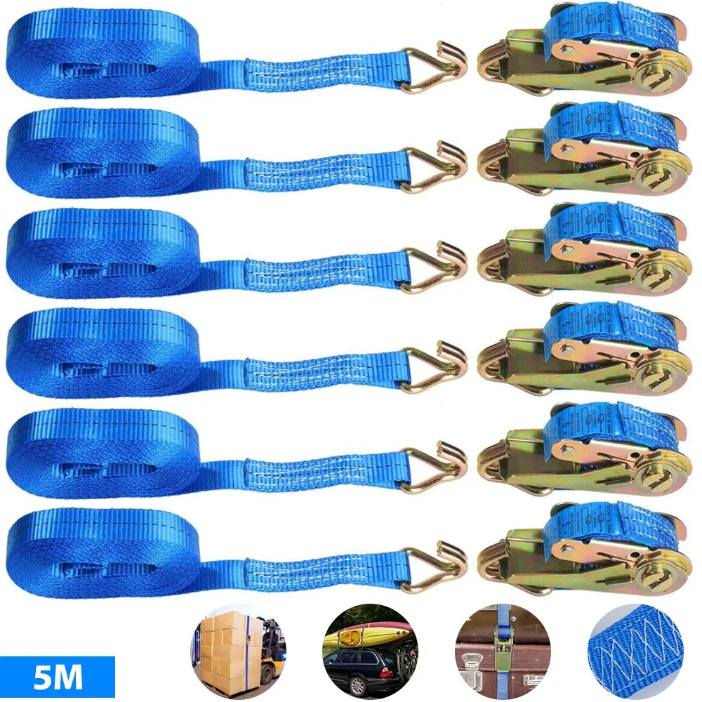 Heavy-Duty Ratchet Tie-Down Straps (6-Pack)
