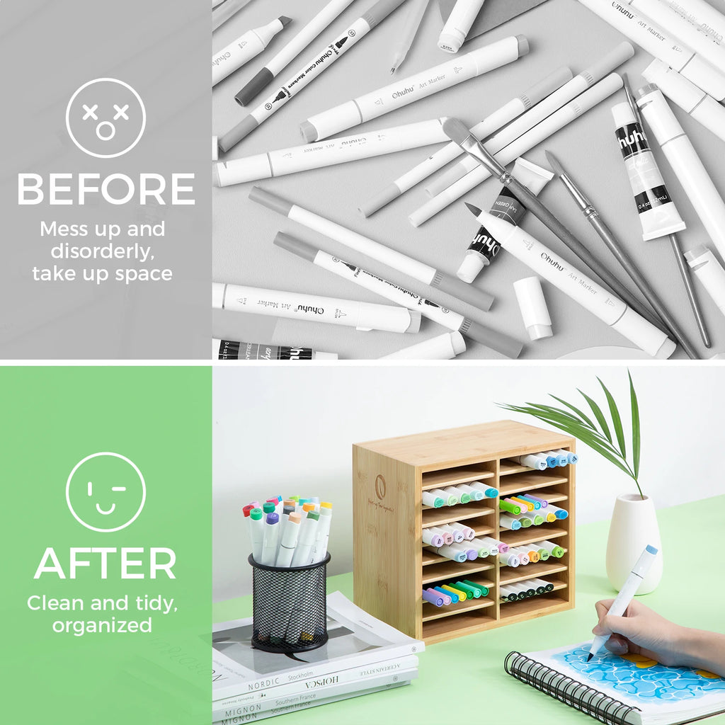 Bamboo Desktop Organiser & Pen Holder