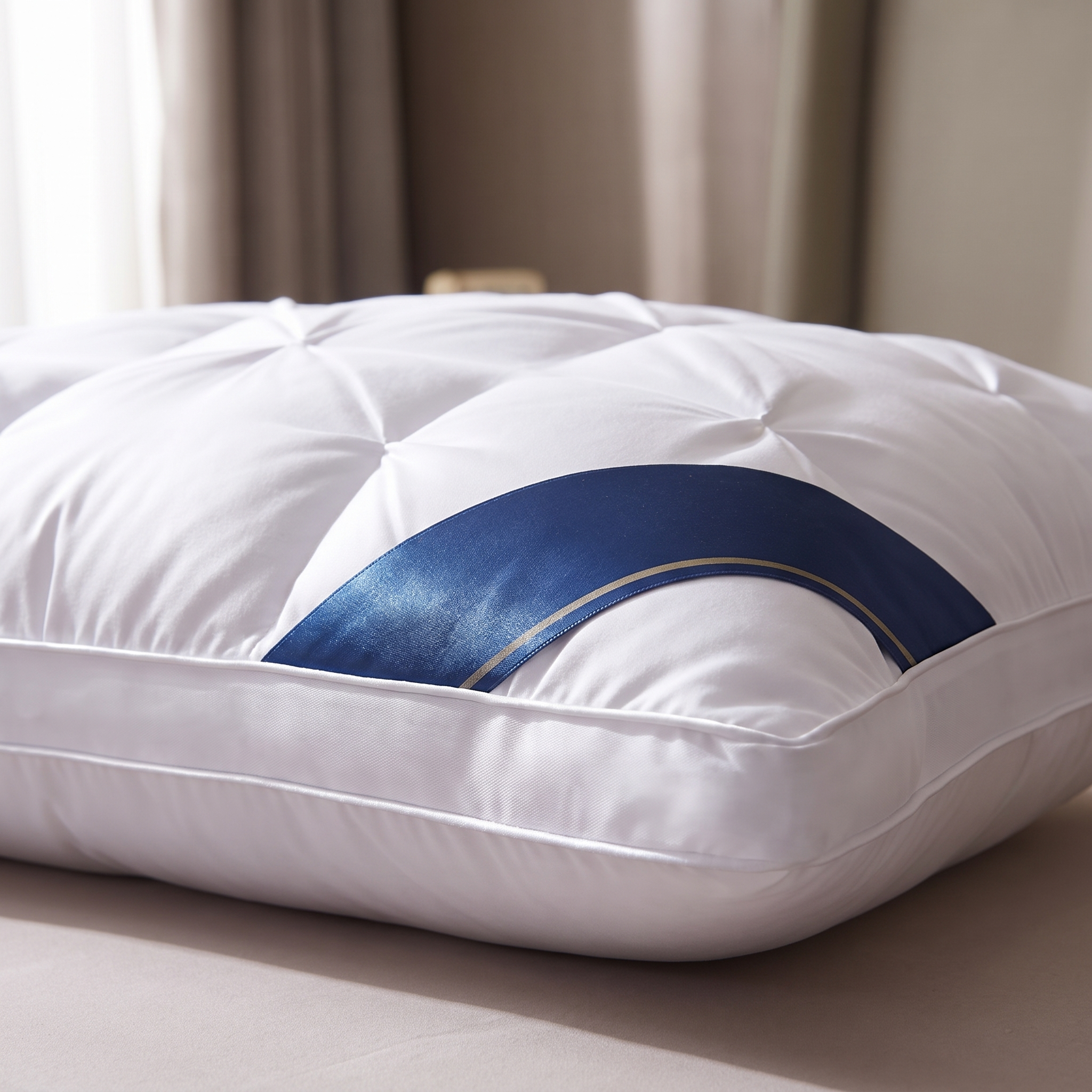 Satin pillowcase on a plush pillow with soft sheen
