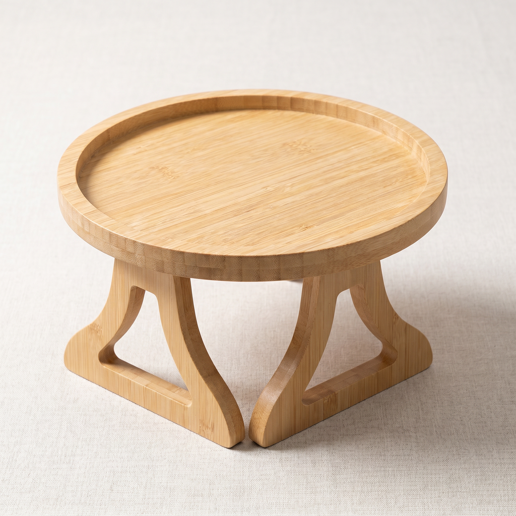 Bamboo sofa armrest tray product shot