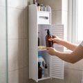 Person organising toiletries on the no-drill corner shower caddy