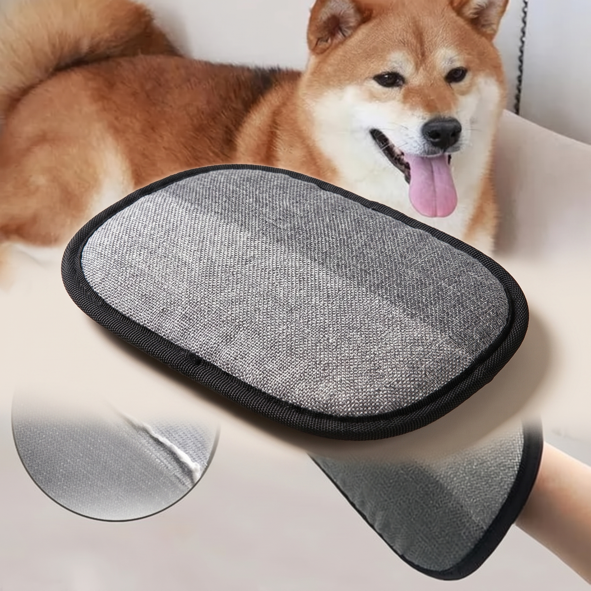Pet grooming glove product shot