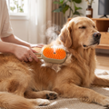 Person brushing a dog with the self-cleaning slicker brush