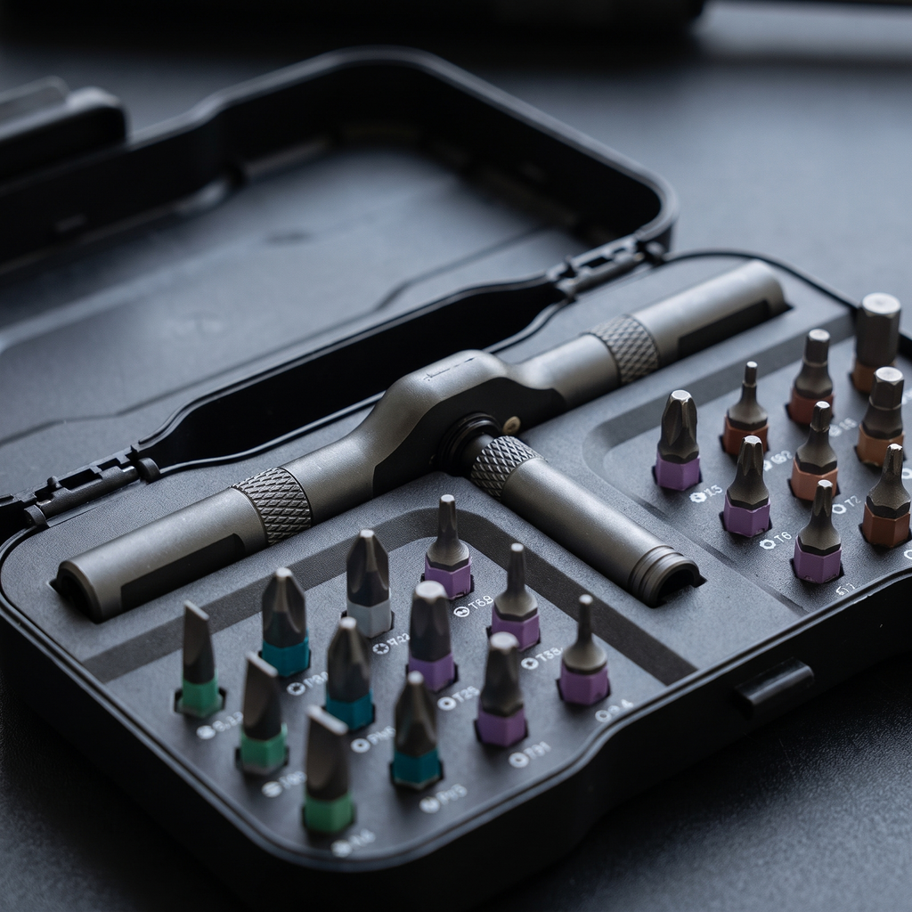 Ratcheting screwdriver with bits stored in the handle