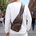 Person wearing the anti-theft crossbody sling bag hands-free