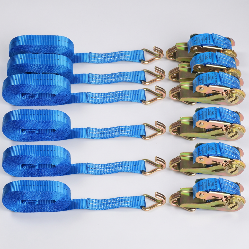 Set of heavy-duty ratchet tie-down straps product shot