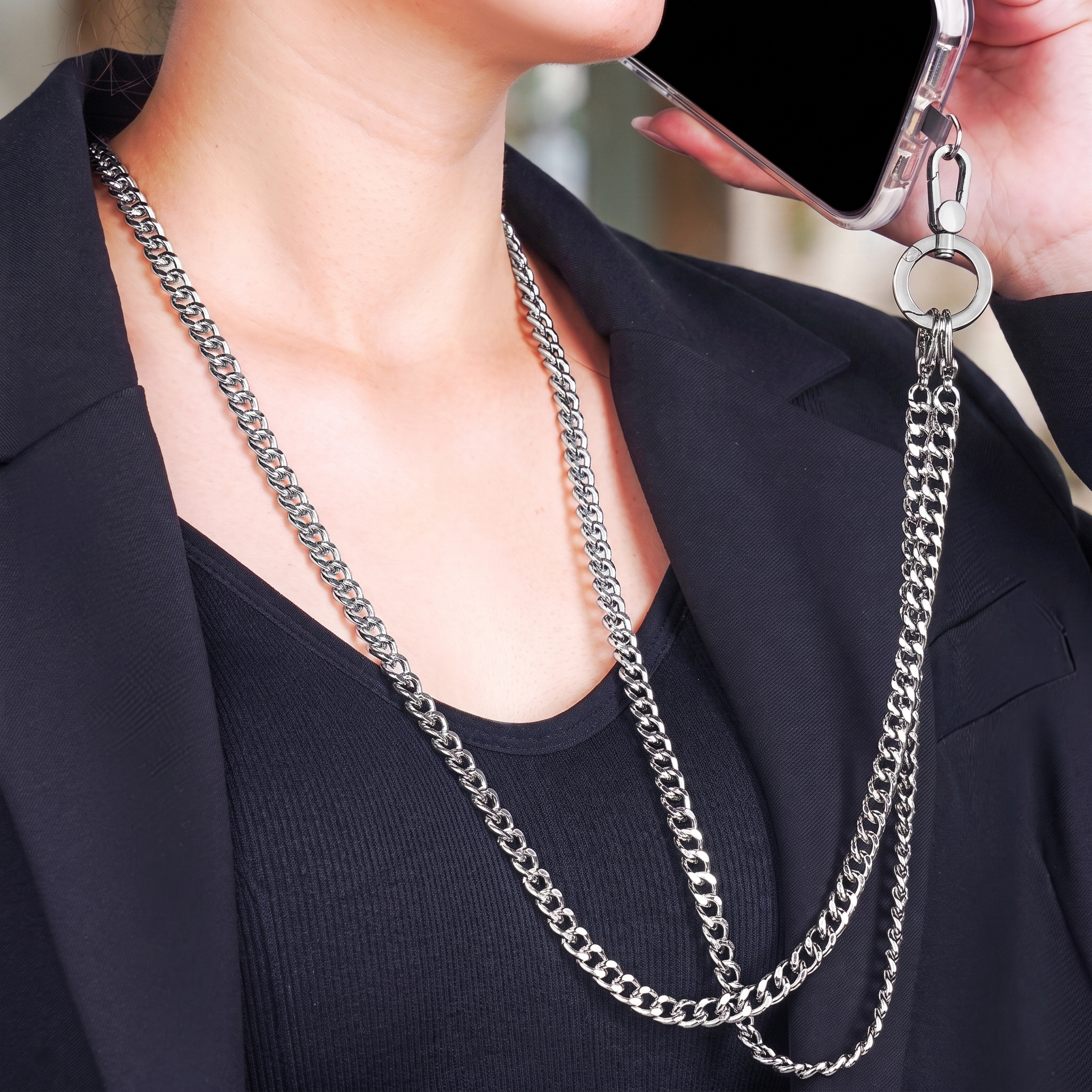 Smartphone with crossbody lanyard strap and connector