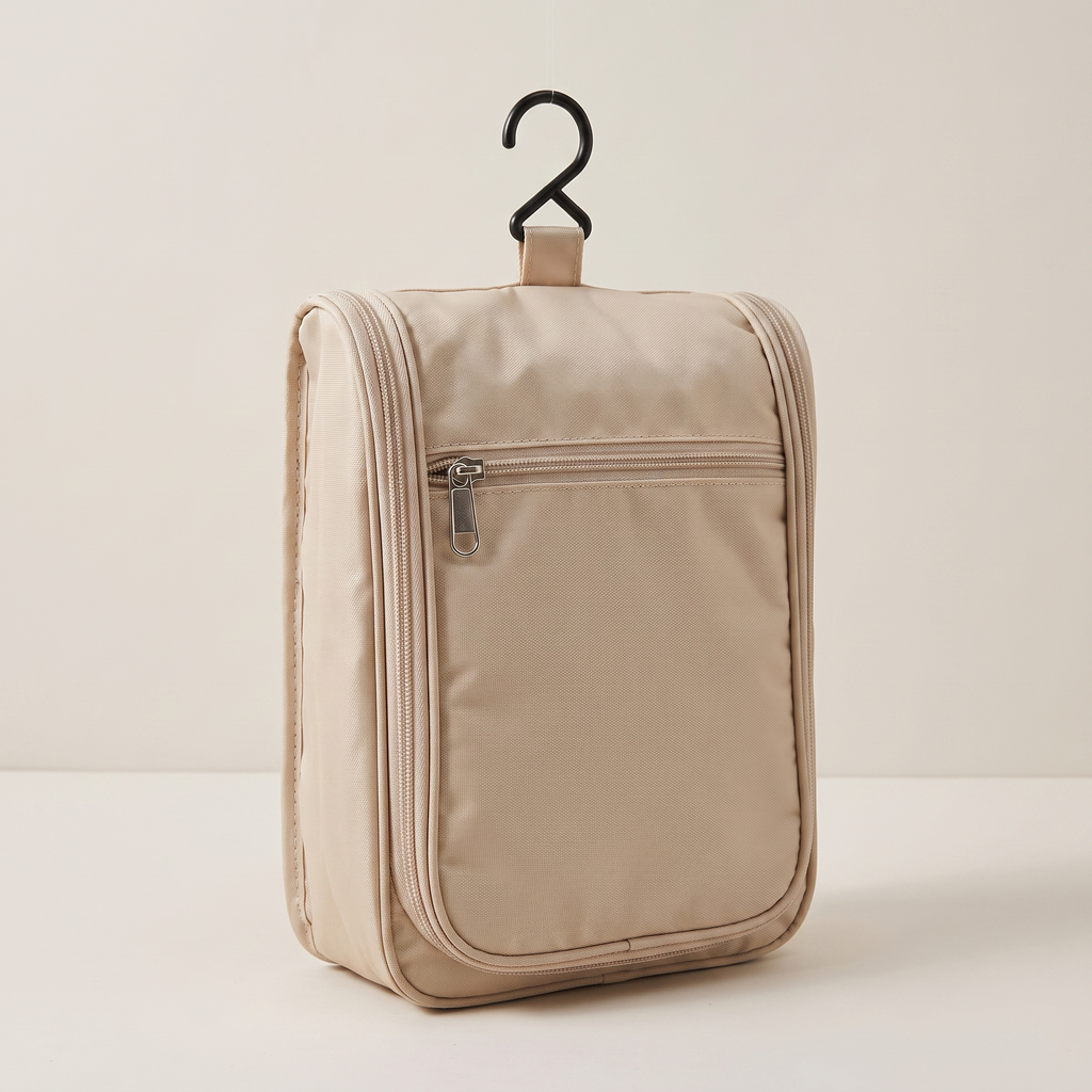 Hanging travel toiletry bag closed product shot
