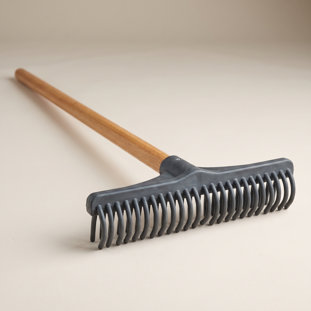 Carpet rake with rubber-toothed head product shot
