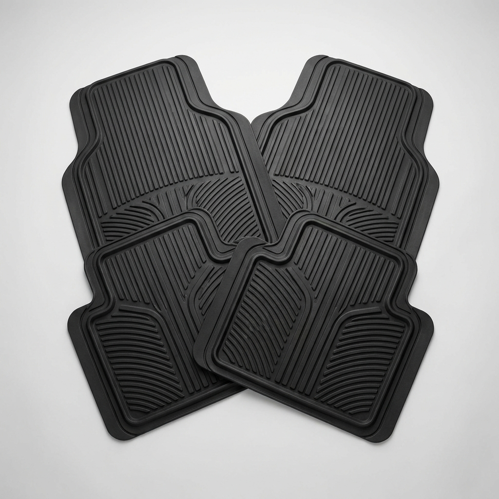 Heavy-duty all-weather car floor mats studio shot