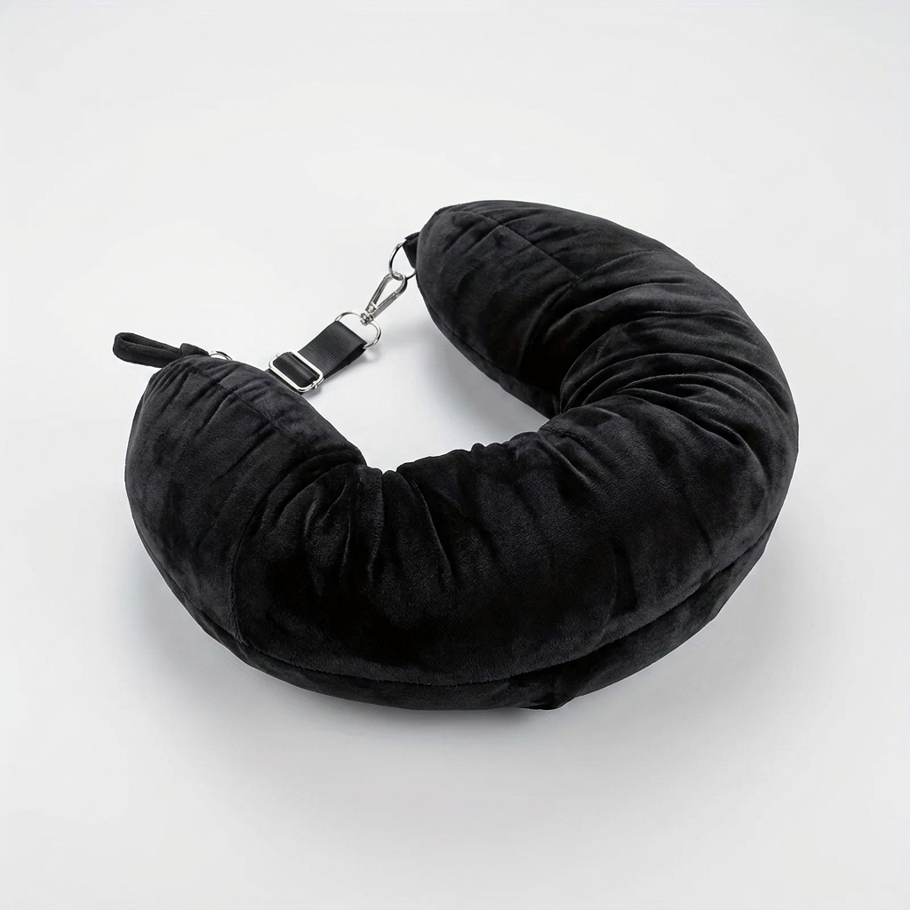 Velvet memory foam travel neck pillow product shot